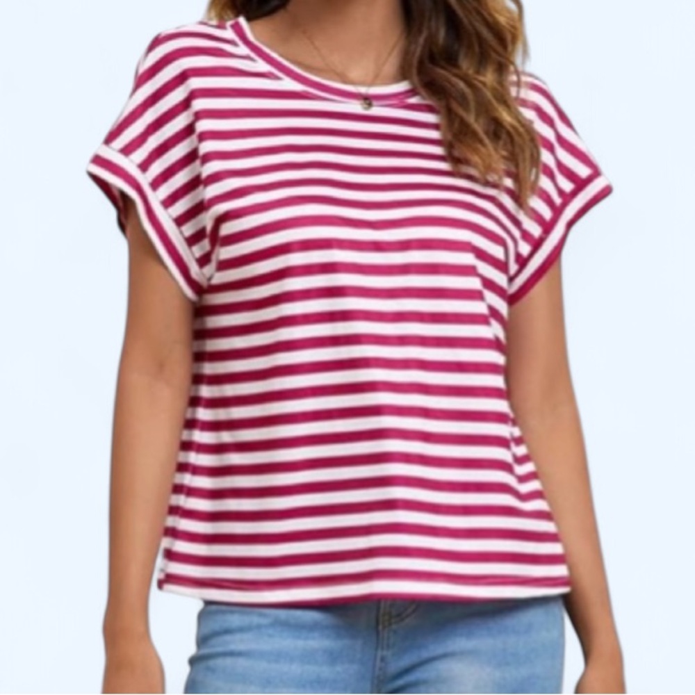 SweatyRocks red and White Striped T-Shirt sleeveless top